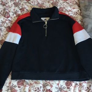 Blue quarter zip sweater